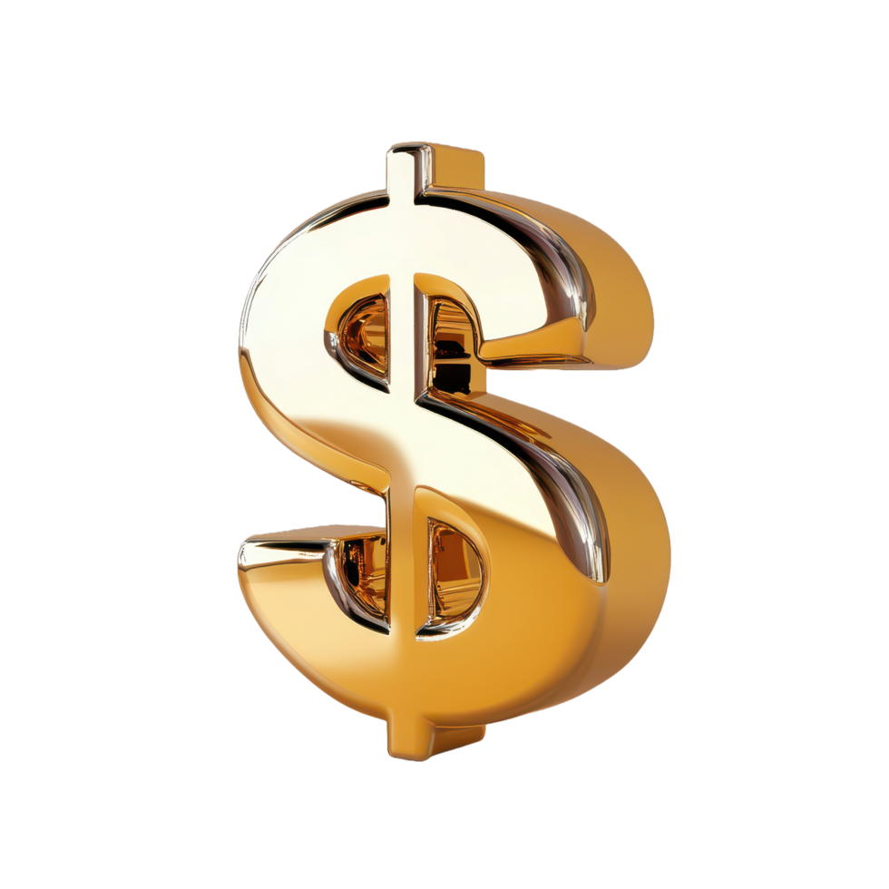 A Shiny Golden Dollar Sign Symbol Rendered In 3D png