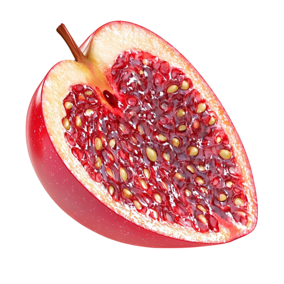 Open Pomegranate with Shiny Red Seeds png