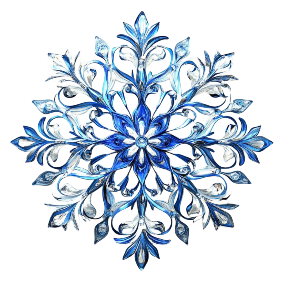 Blue Decorative Snowflake with Elegant Pattern png