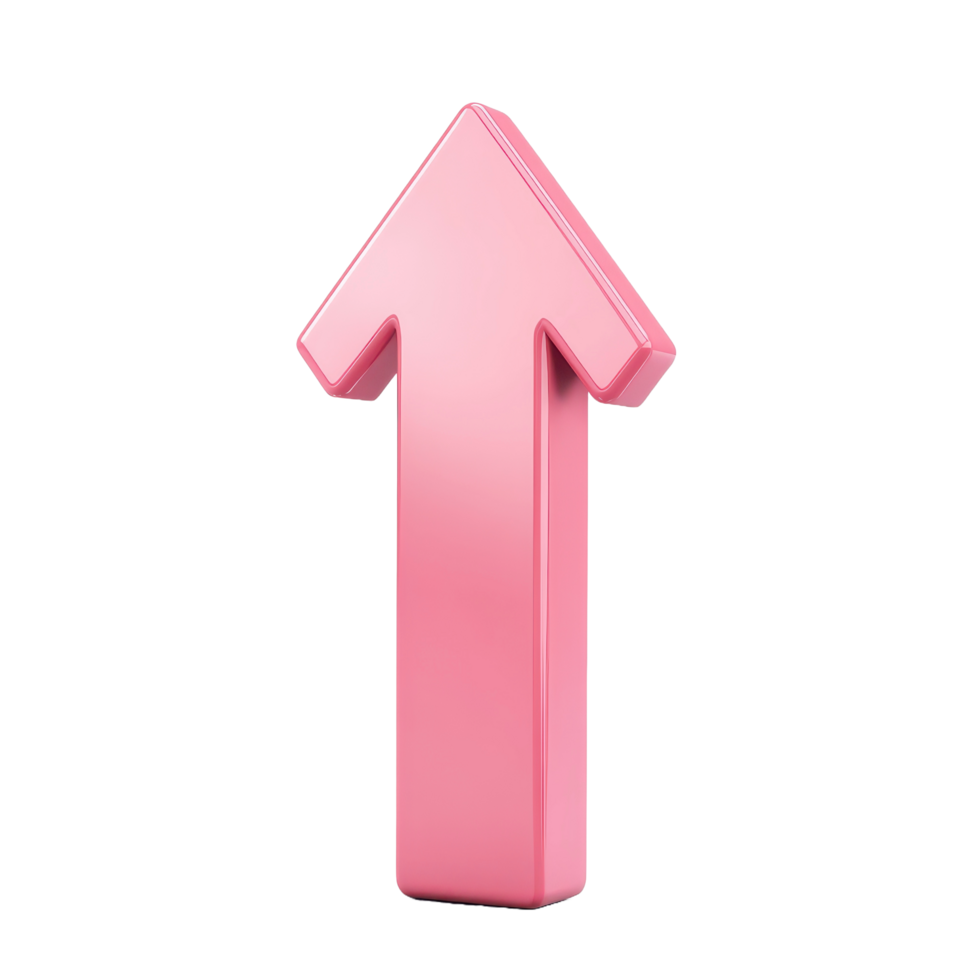 Pink three dimensional upward pointing arrow png