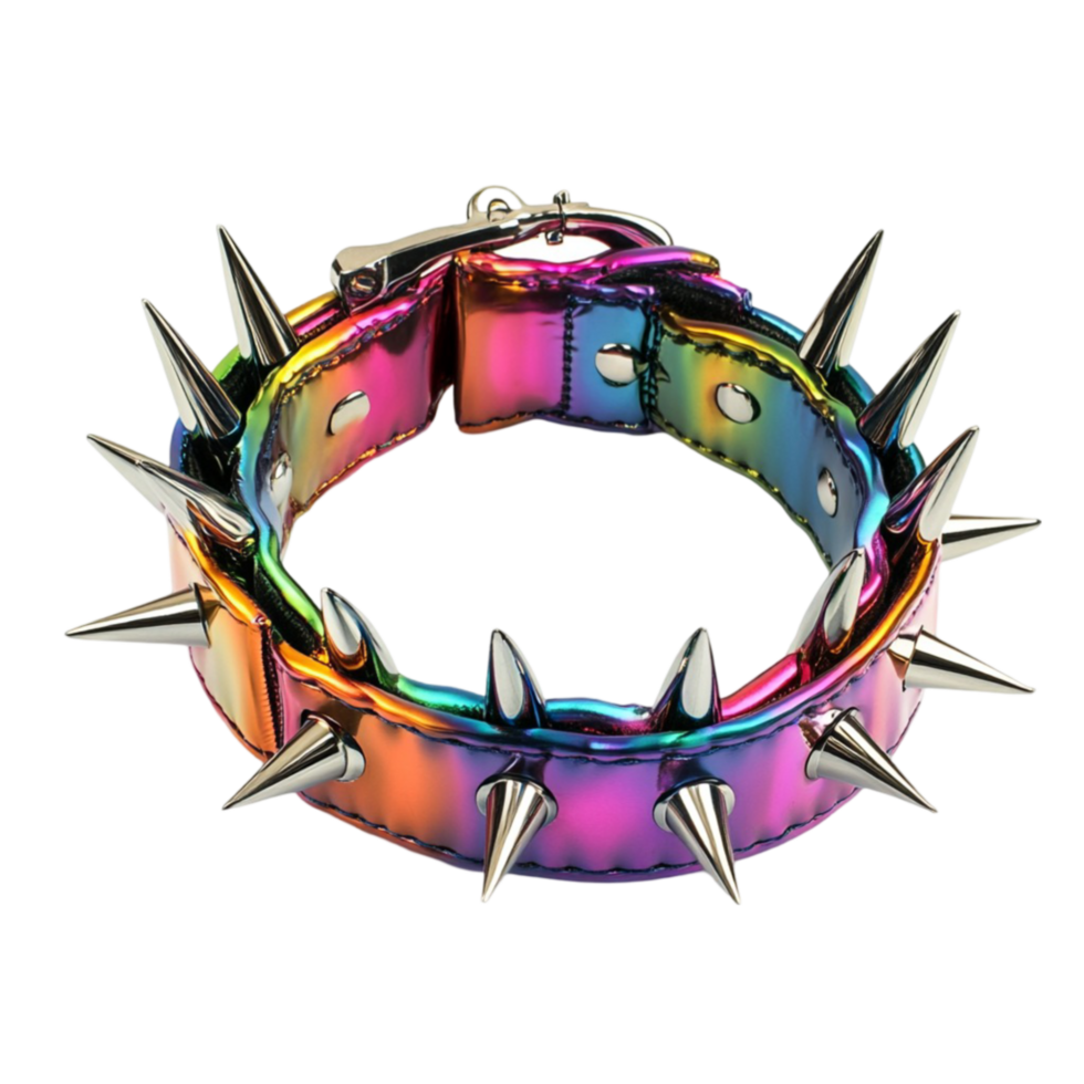 Rainbow Spiked Choker Necklace png