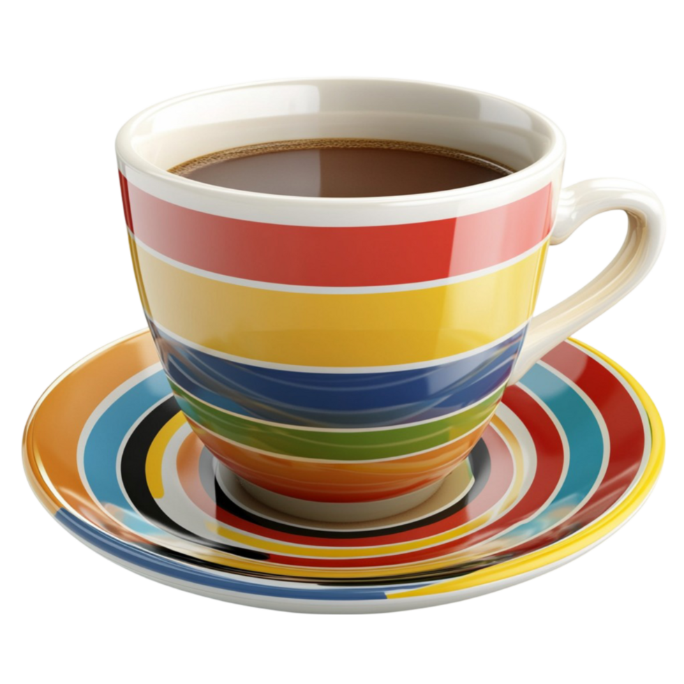 Striped Coffee Cup with Rainbow Colors png