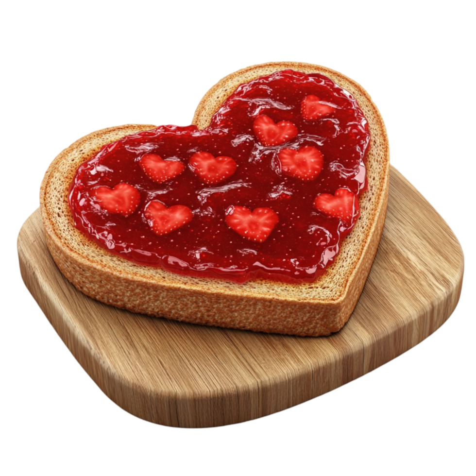 Toast Heart with Strawberry Jam png