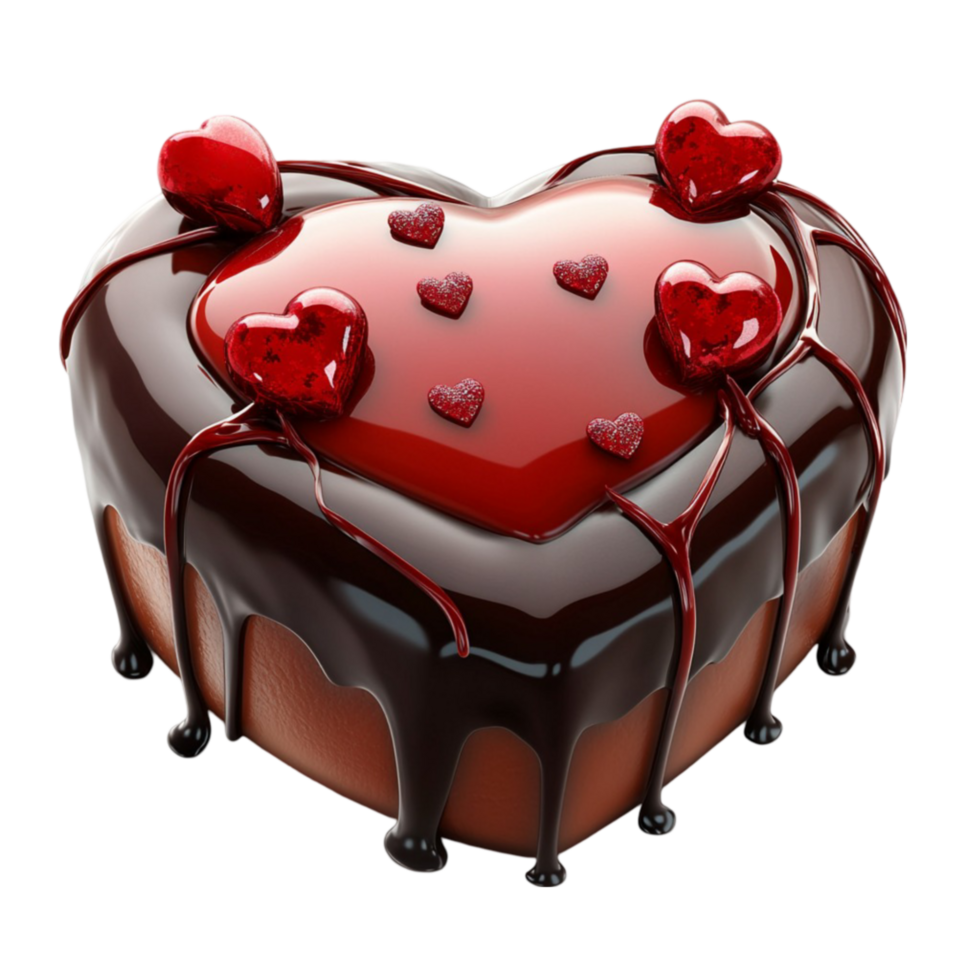 Heart-Shaped Chocolate Cake Art png