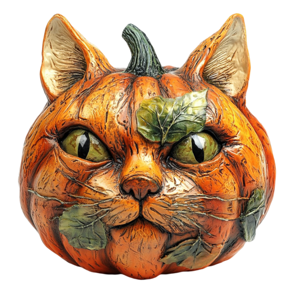 Scary Pumpkin Cat with Intense Expression png