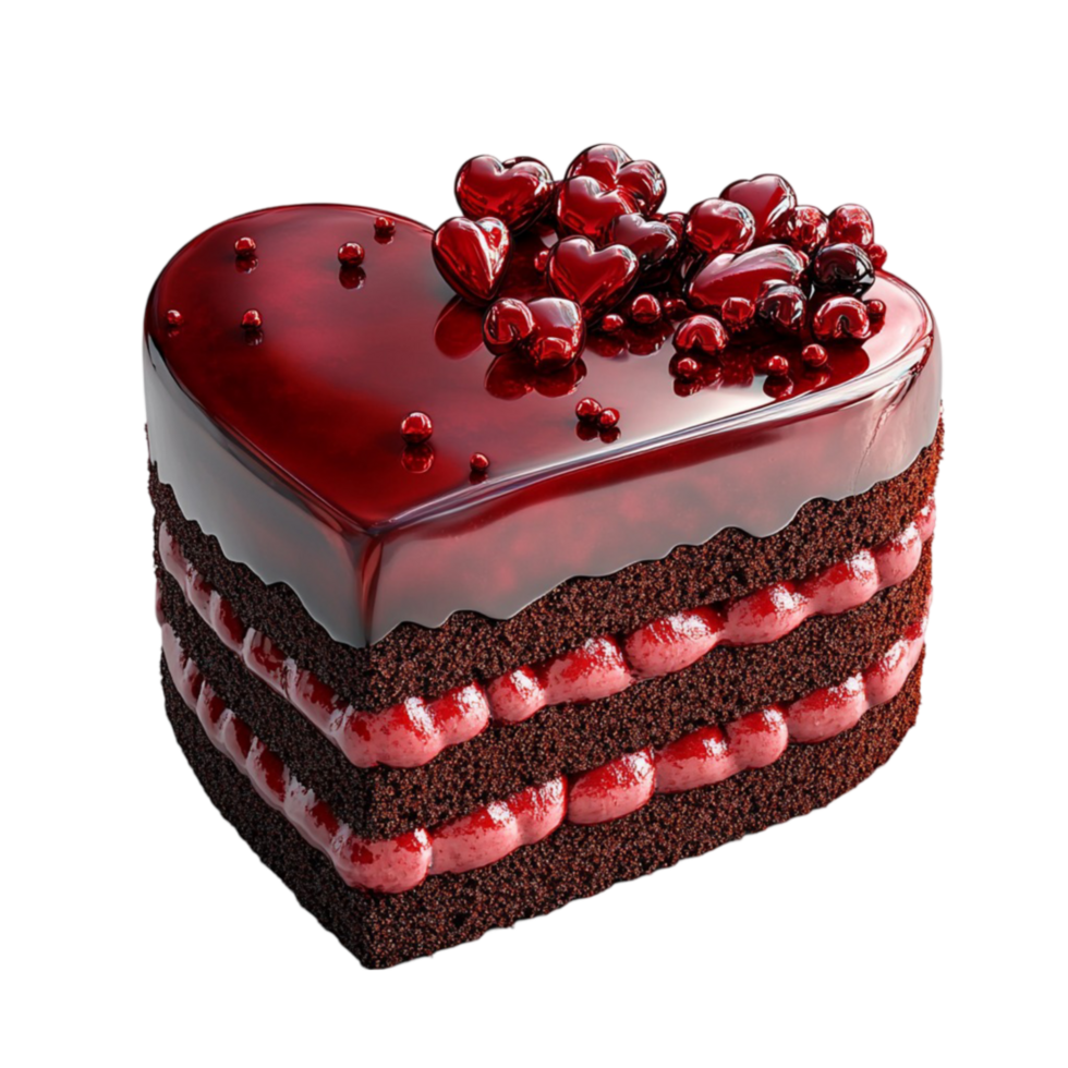 Red Velvet Heart Cake with Layers png