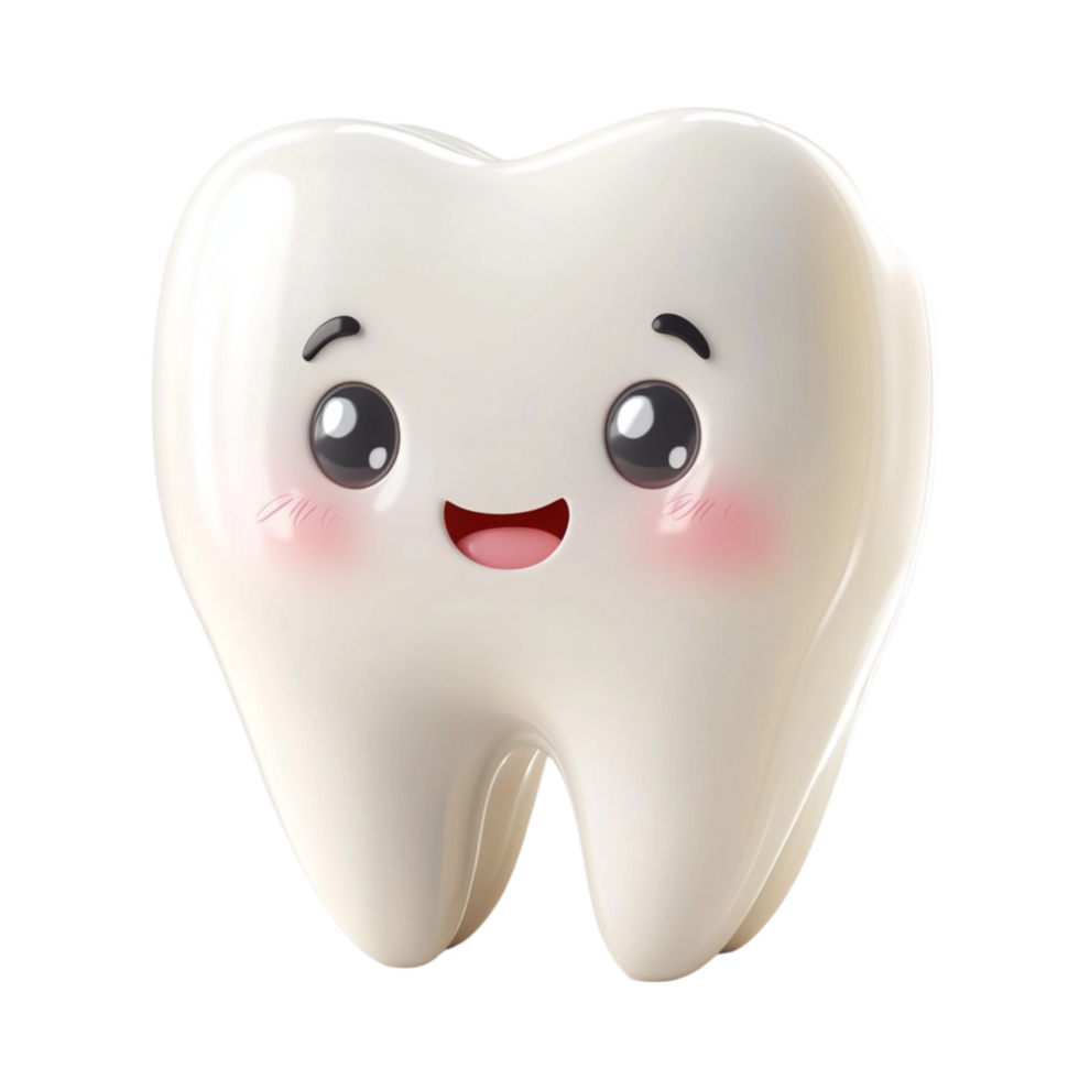 Adorable 3D Tooth Character with Cute Smile png