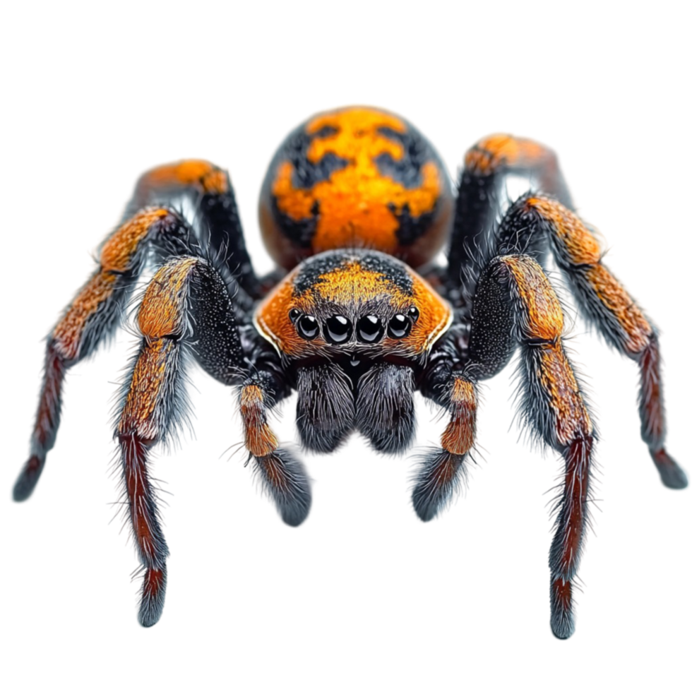 Realistic 3D Orange and Black Spider Close-up png