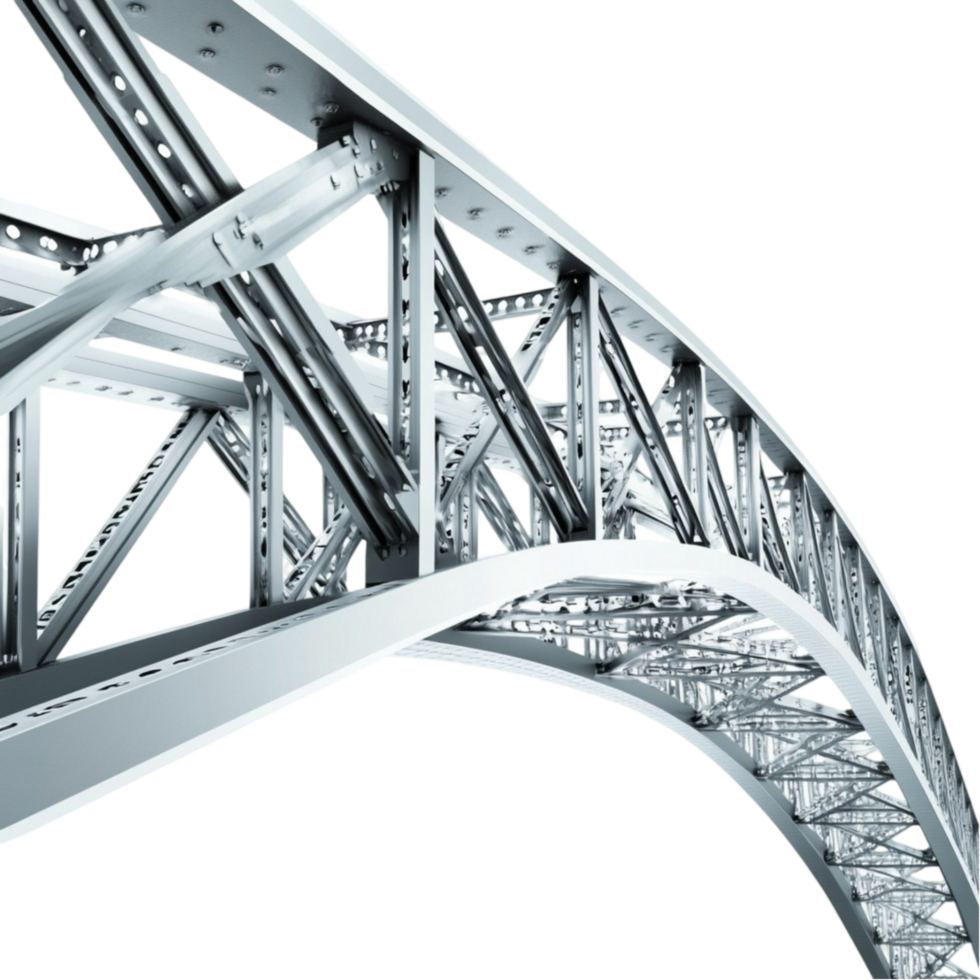 Steel Bridge Close-up Showing Metal Trusses and Beams png