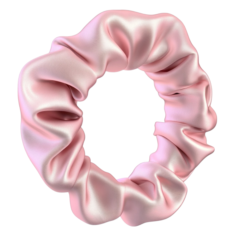 Soft Pink Satin Hair Scrunchie png
