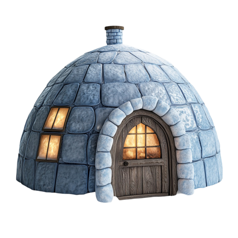 Snow Igloo with Stone-Like Texture and Wooden Door png