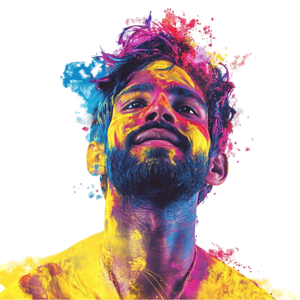 Man with Colorful Paint on His Face png