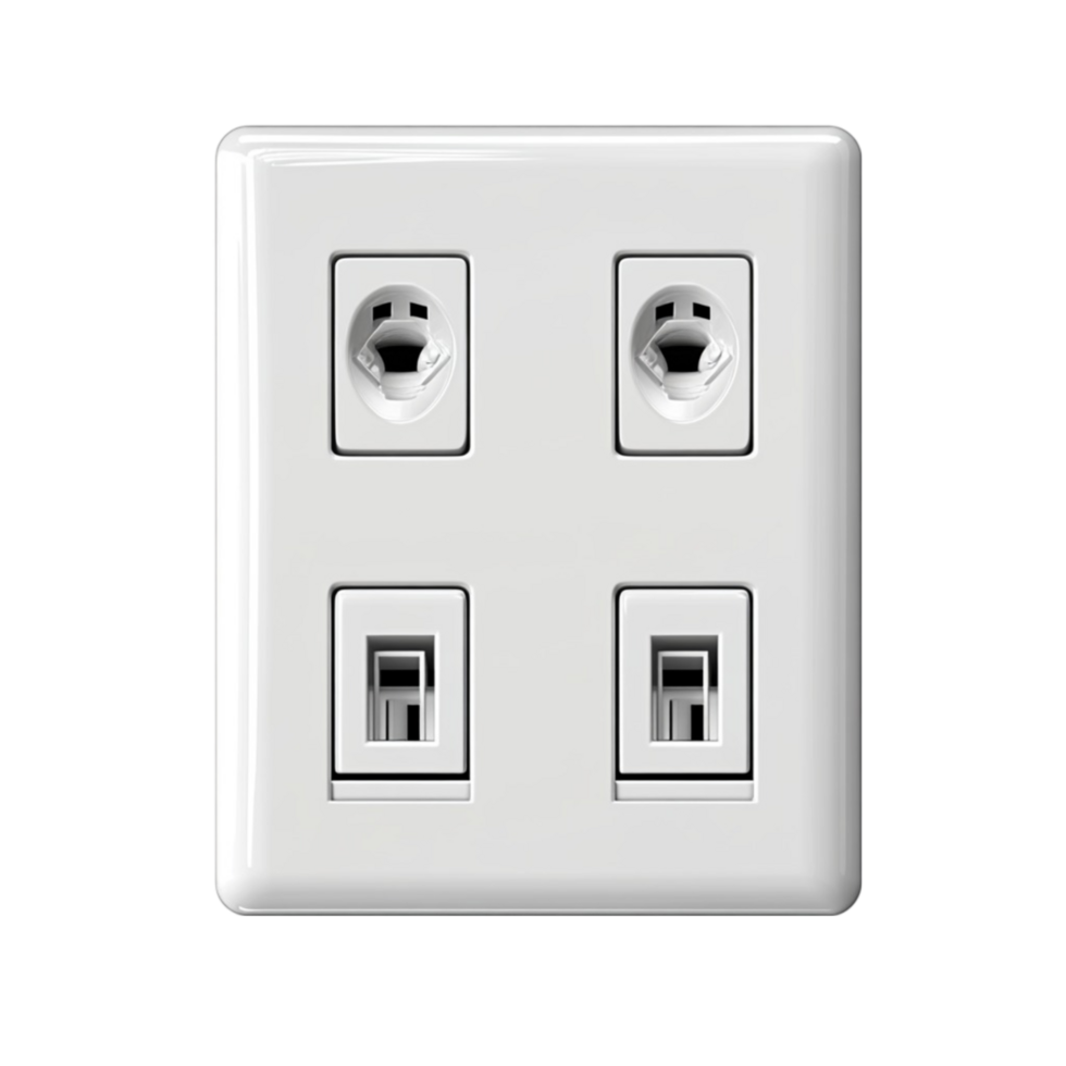 White Wall Switch with Power Sockets png