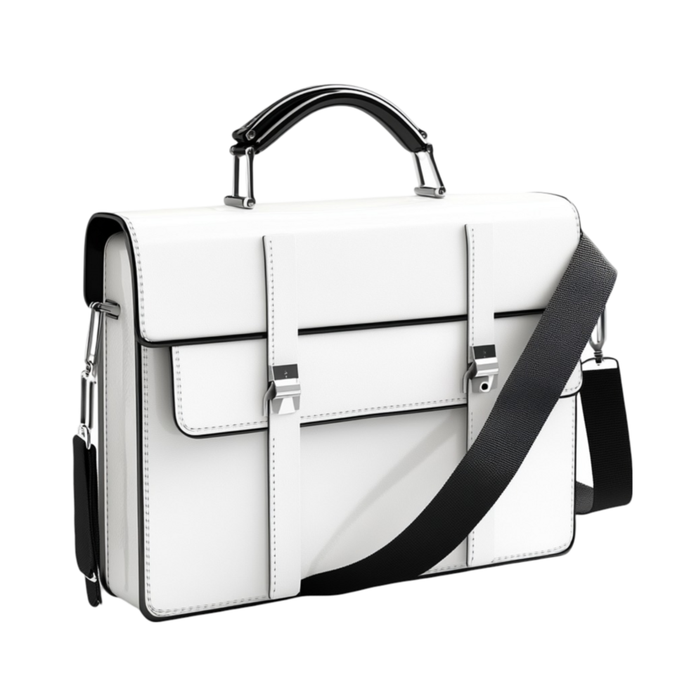 White Briefcase on Transparent Background png