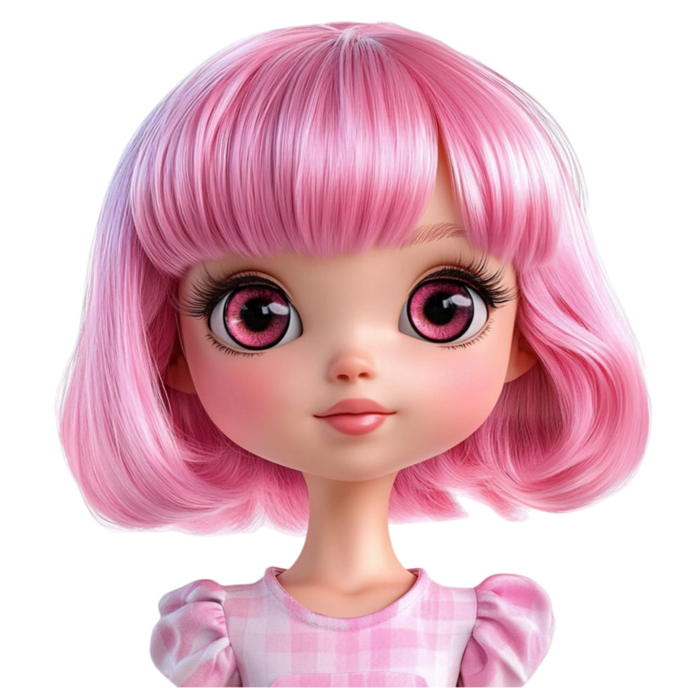 Cute Pink-Haired Girl with a Charming Smile png