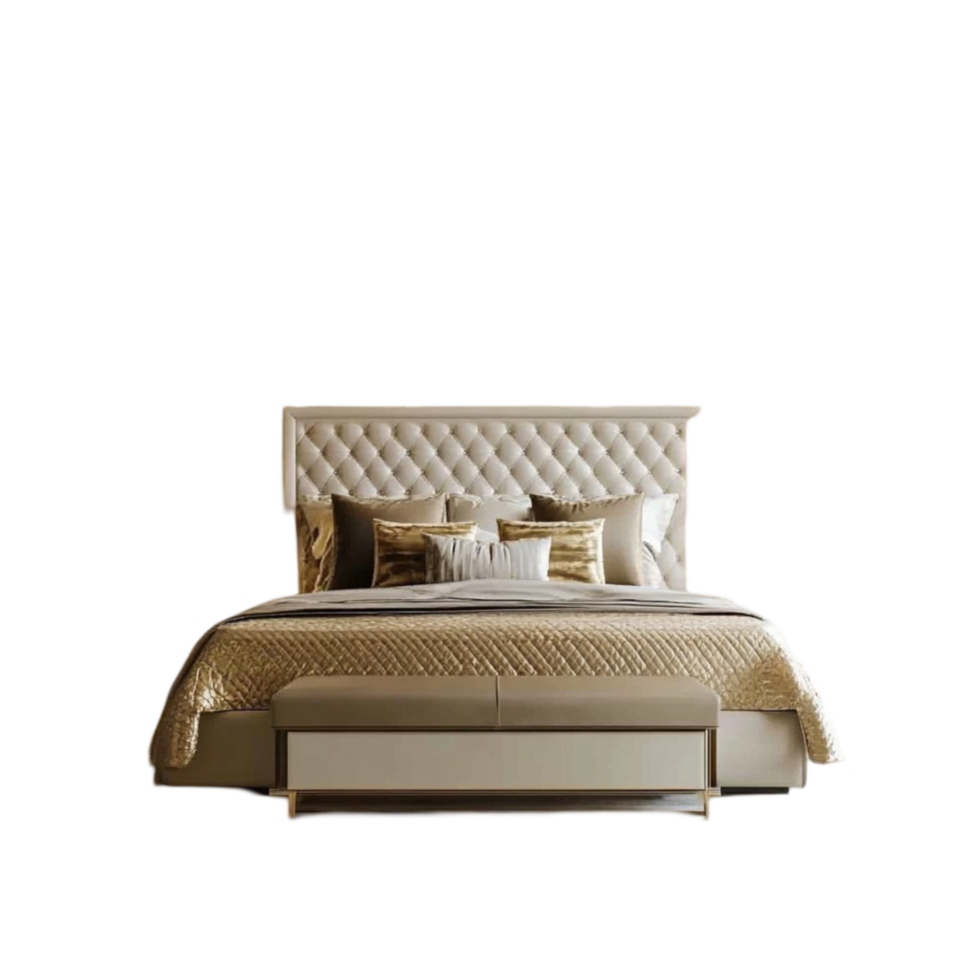 Luxurious Modern Bed Set with Neutral Tones png