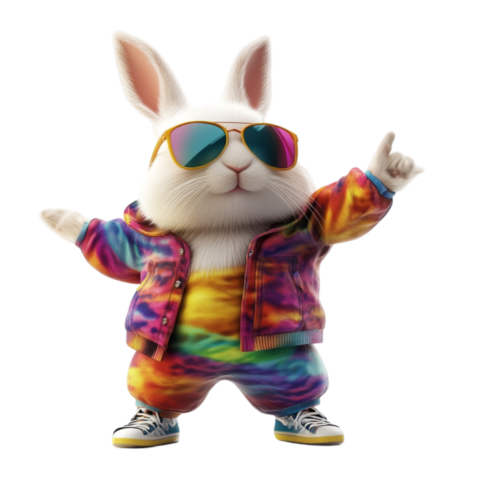 Cool Cartoon Rabbit with Sunglasses and Stylish Outfit png