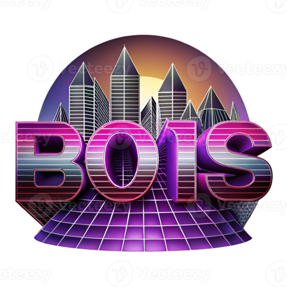 Retro Cityscape 80s Synthwave Design png