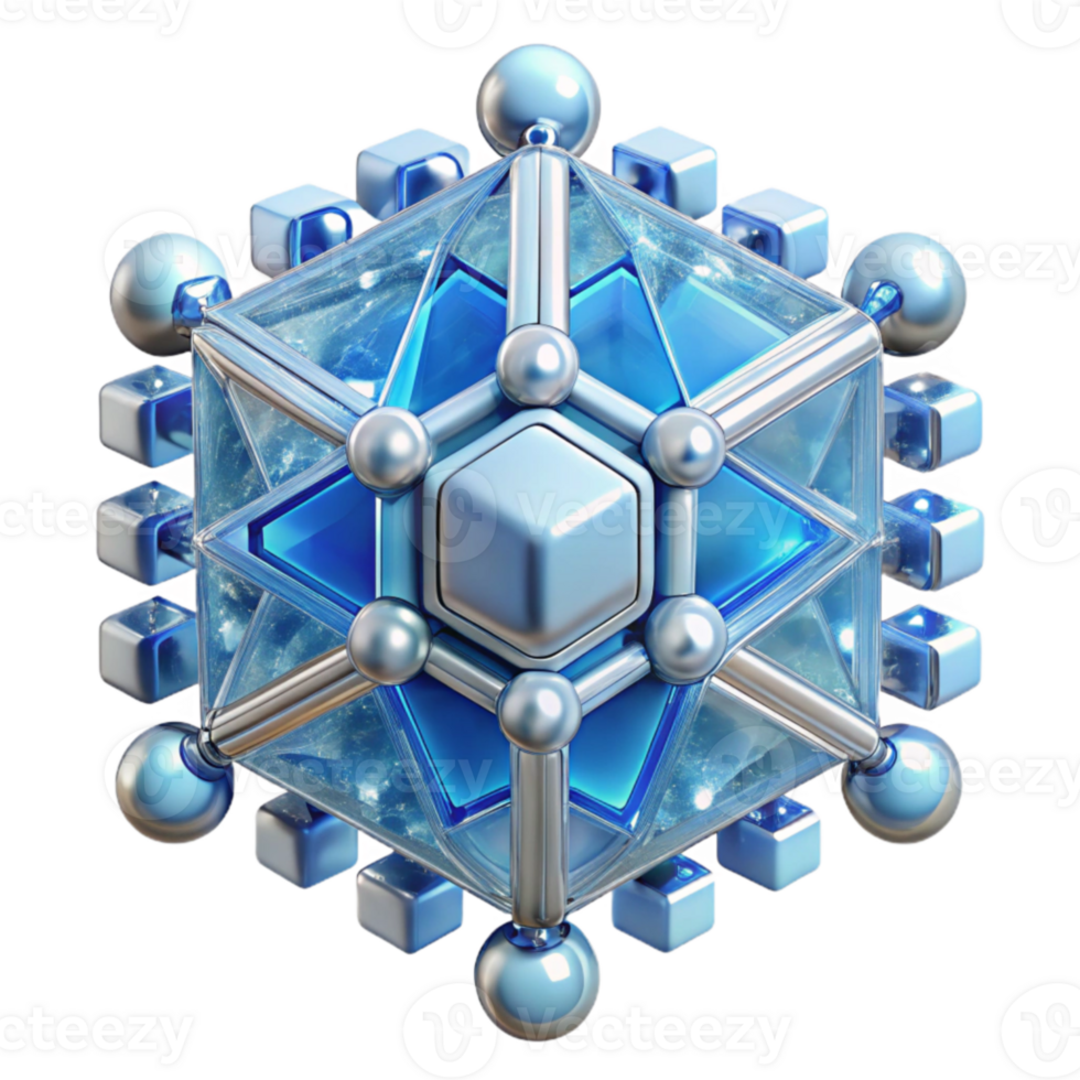 Abstract 3D Geometric Structure Crystalline Network png
