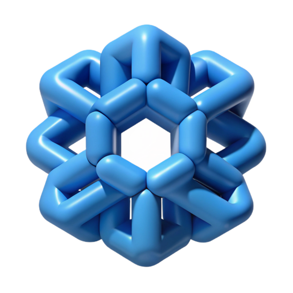 3D Abstract Hexagonal Structure Blue Geometric Design png