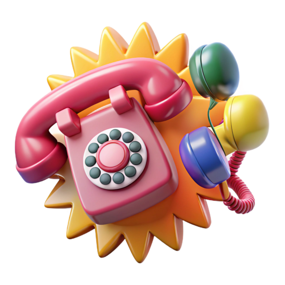 Retro Phone Call Colorful Communication png