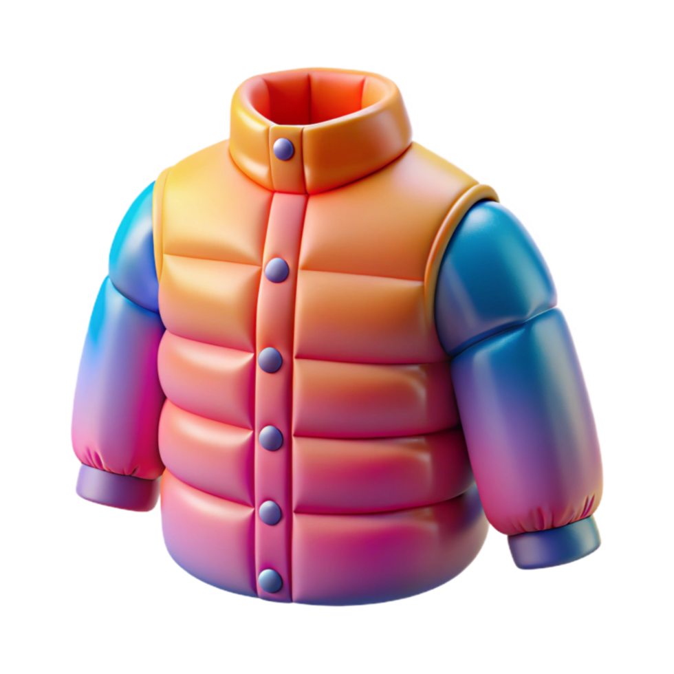 Colorful Puffer Jacket Warm, Stylish Winter Coat png
