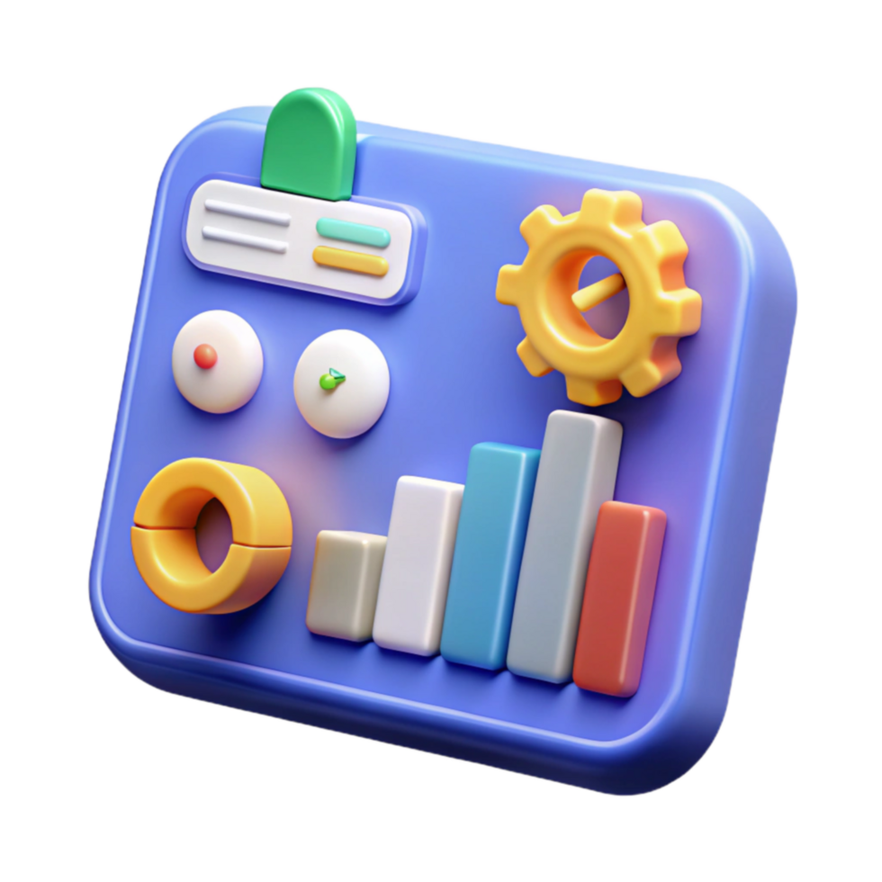 3D Data Dashboard Visualizing Progress Metrics png