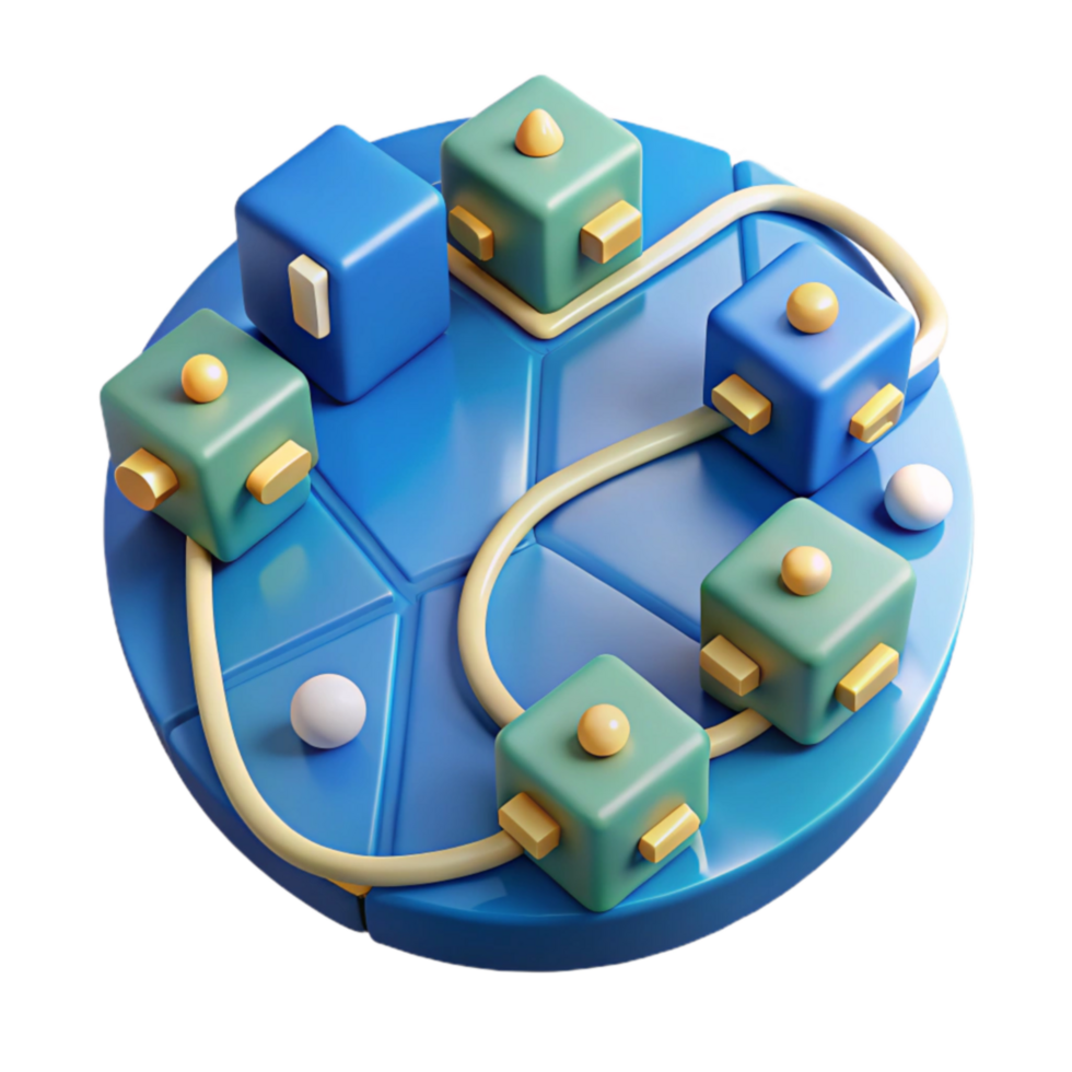 Abstract Network Interconnected Cubes and Pathways png