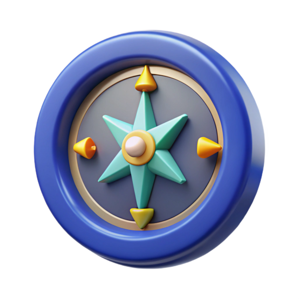 3D Compass Rose Navigation Guide, Wayfinding Icon png