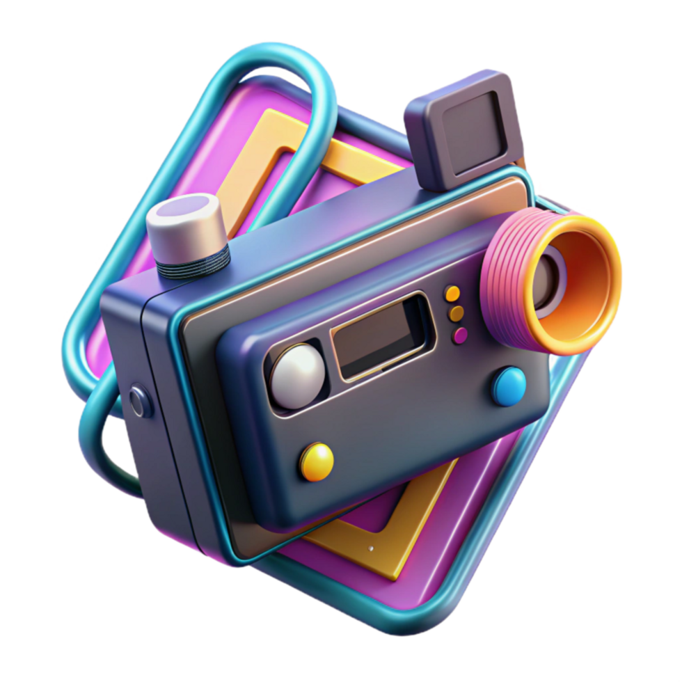 Retro 3D Render of a Colorful Camera png