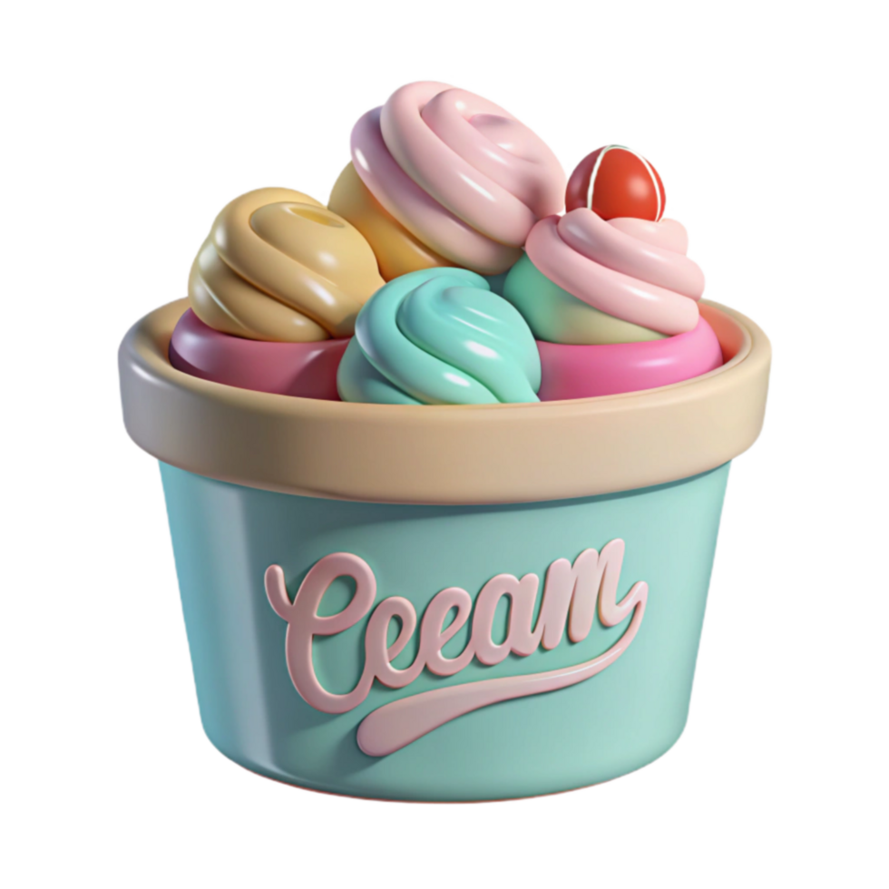 Sweet Cream Dessert in Pastel Colors png