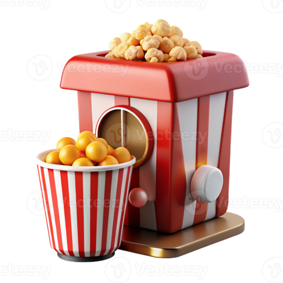 Popcorn Maker Red and White Striped Concession Stand png