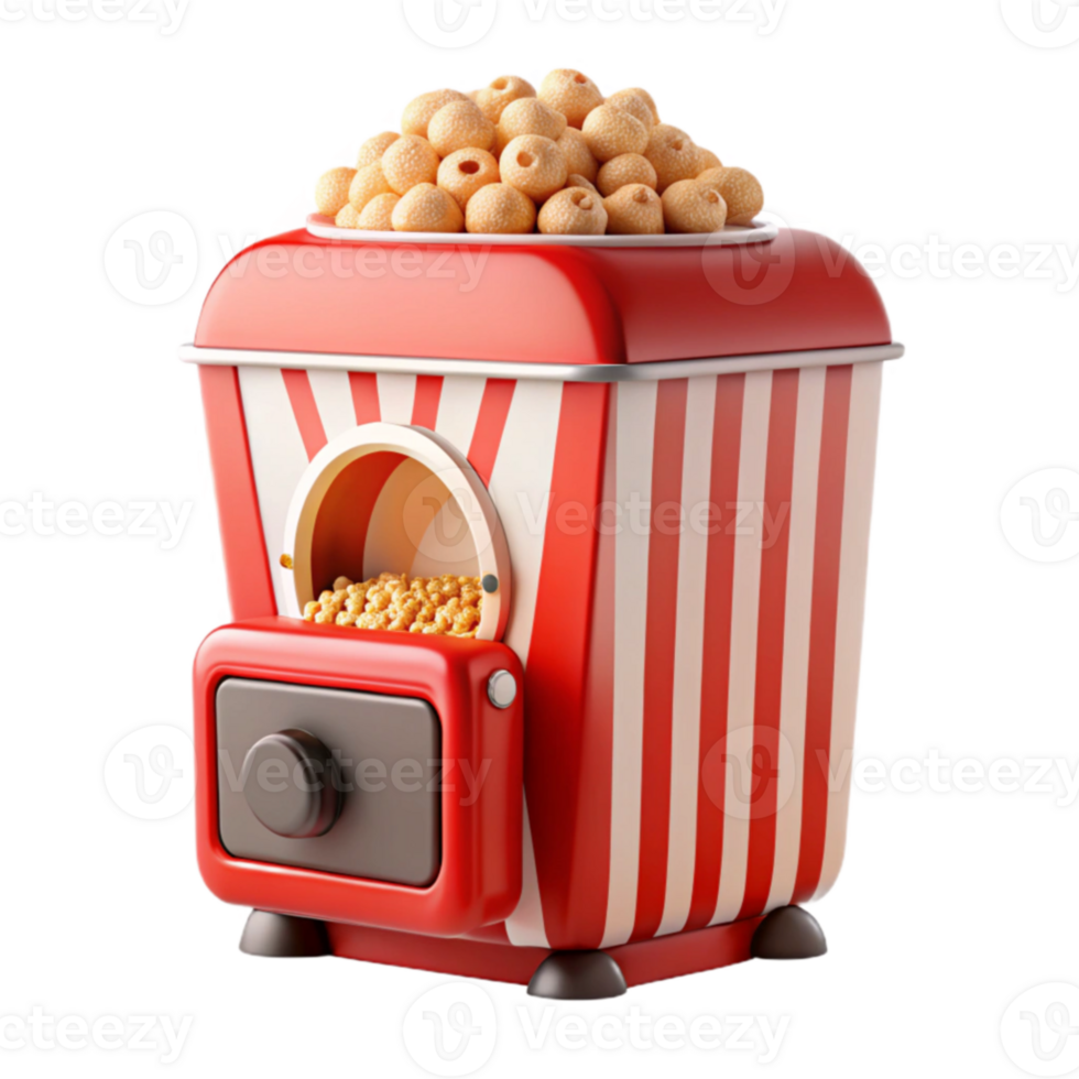 Retro Popcorn Maker Red and White Striped Design png