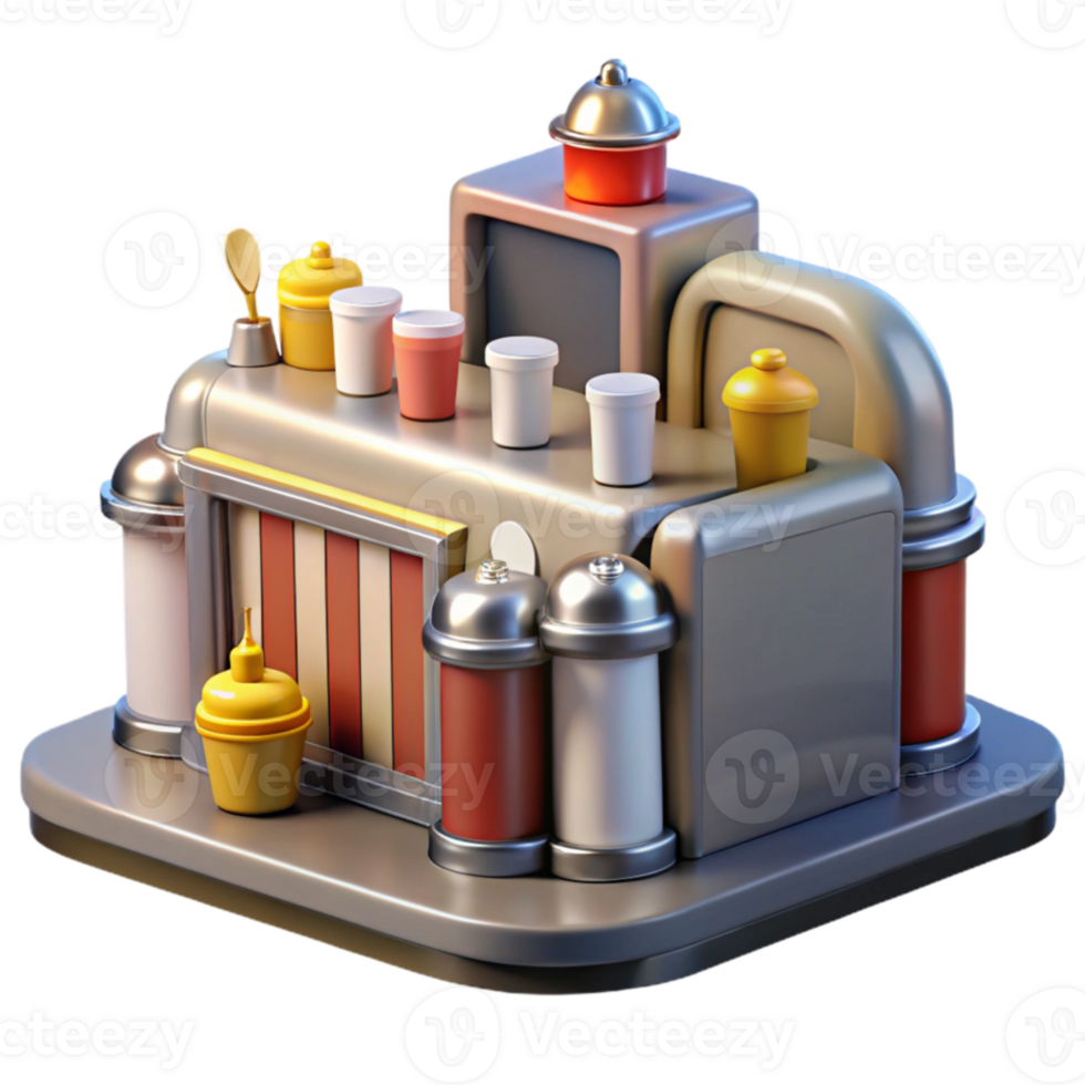Retro Concession Stand 3D Model of a Classic Snack Cart png