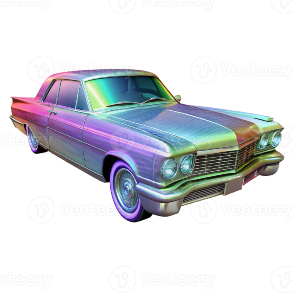 Classic Car, Iridescent Paint, Chrome Details, Vintage Automobile, Retro Ride, Two-Door Coupe, American Muscle, Polished Wheels, Headlights, Grill png