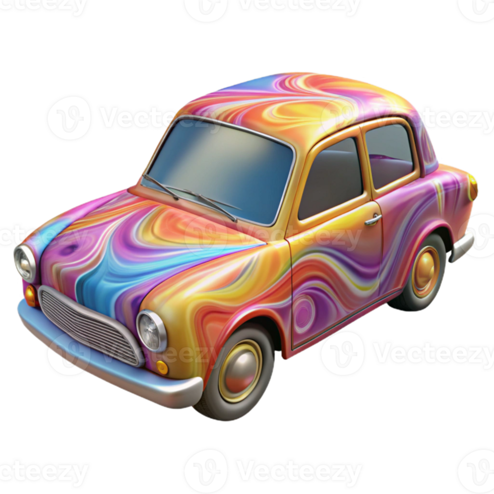Groovy Retro Car Psychedelic Swirl Paint Job png