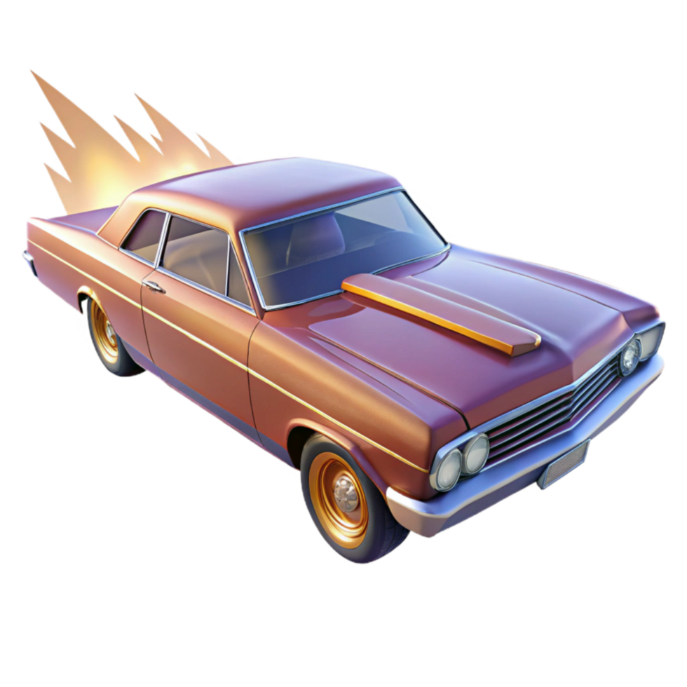 Classic Car Speeding, Fiery Exhaust png