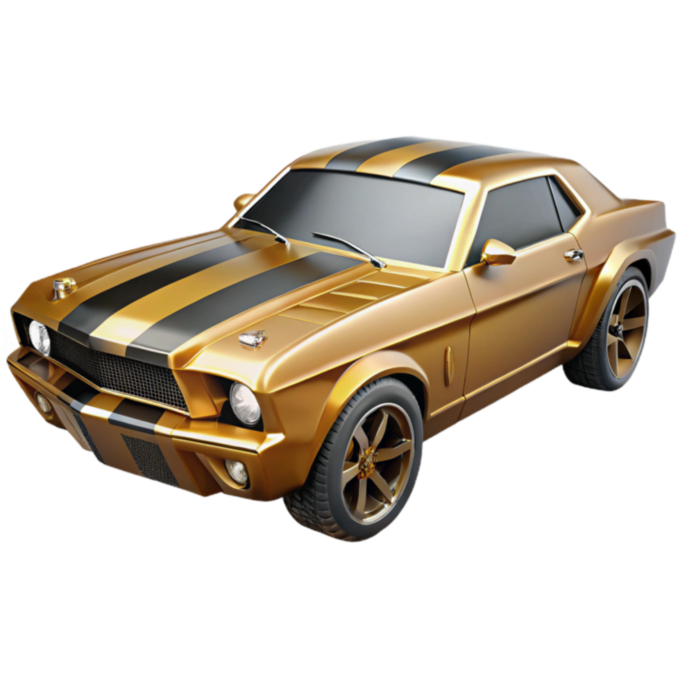 Golden Classic Muscle Car Retro Design, Custom Wheels, Powerful Engine png