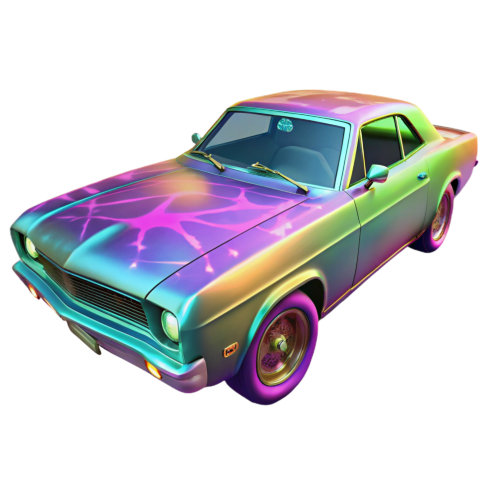 Vibrant Rainbow Classic Car with Custom Paint png