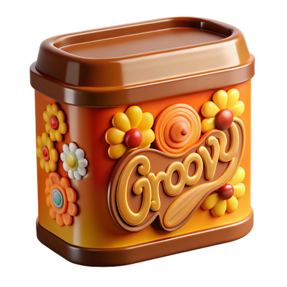 Groovy Retro Container 70s Flower Power Design png