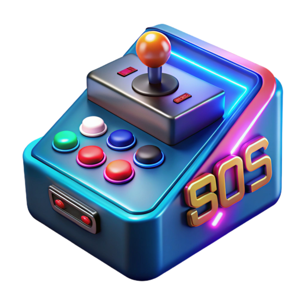 Retro Arcade Game Console 80s Style Joystick and Buttons png