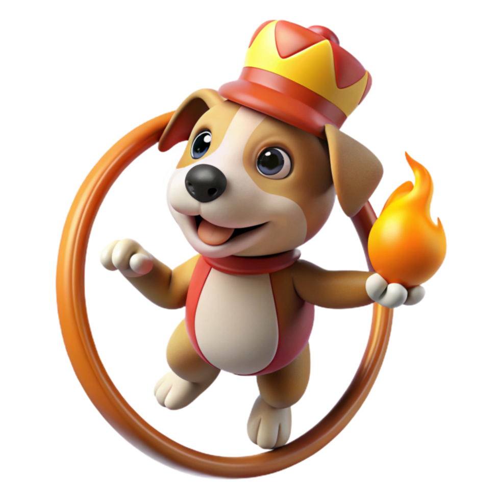 Adorable Puppy Circus Performer Juggling Fire png