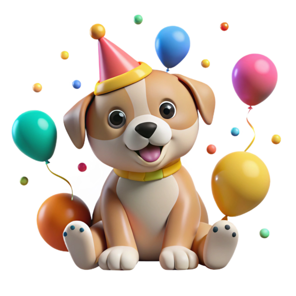 Adorable Puppy s Birthday Celebration png