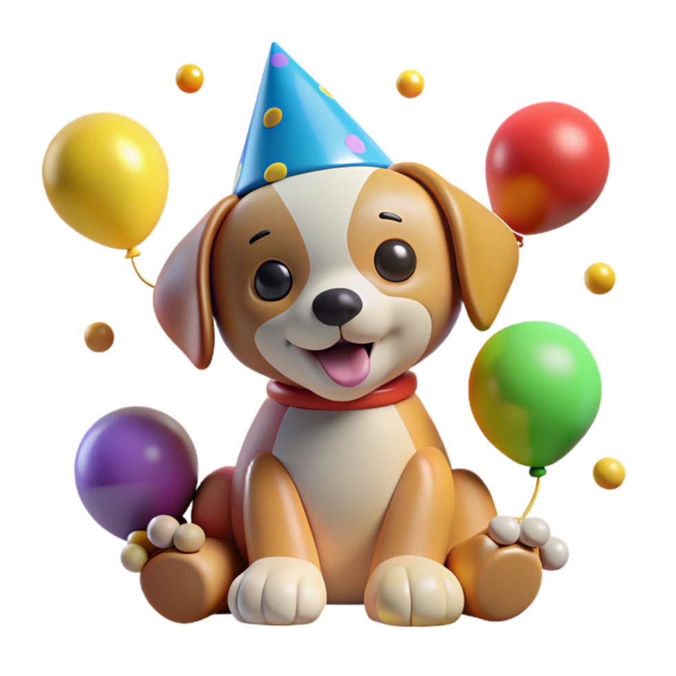 Cute Puppy s Birthday Party with Balloons png