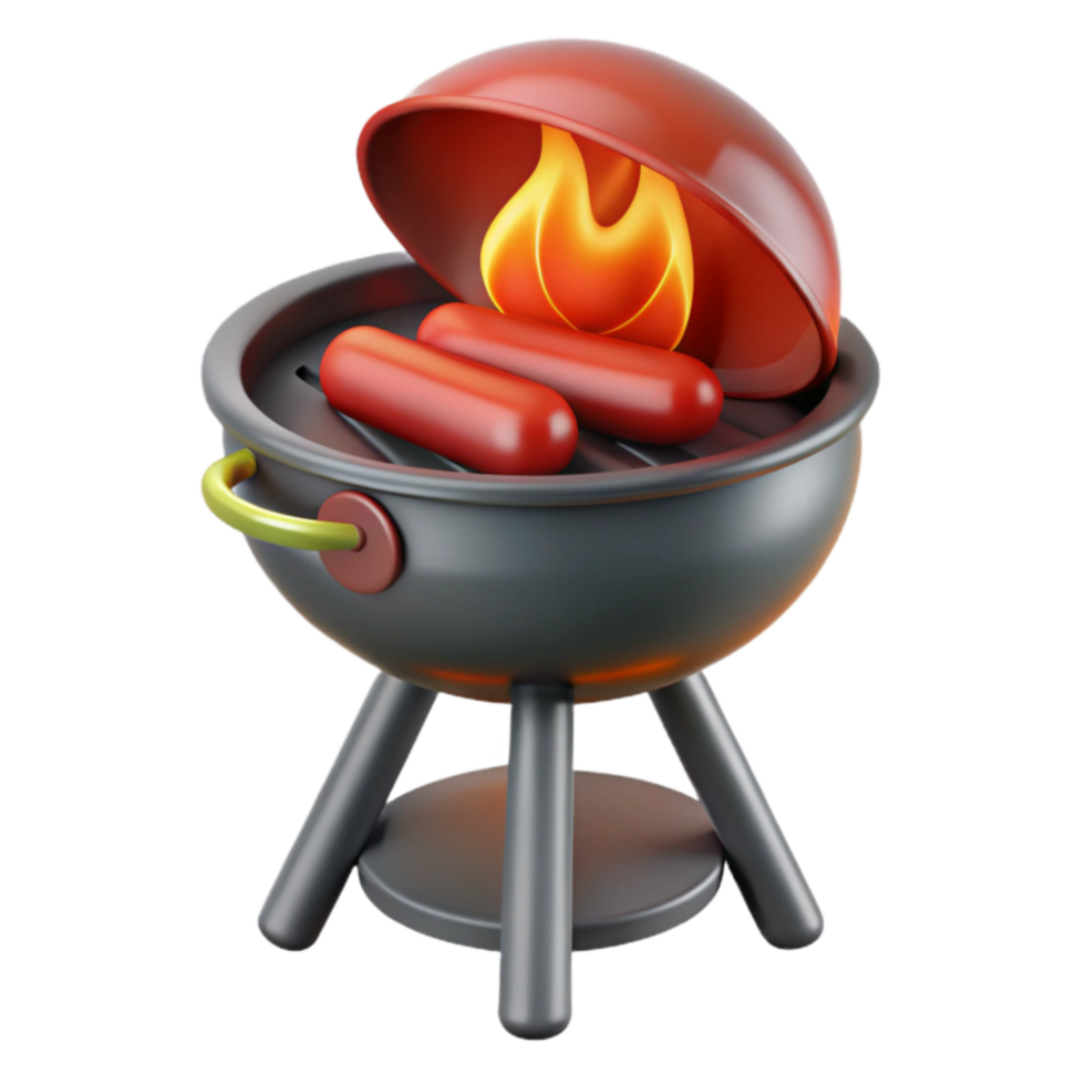 Grilling Hot Dogs on a Charcoal Grill png
