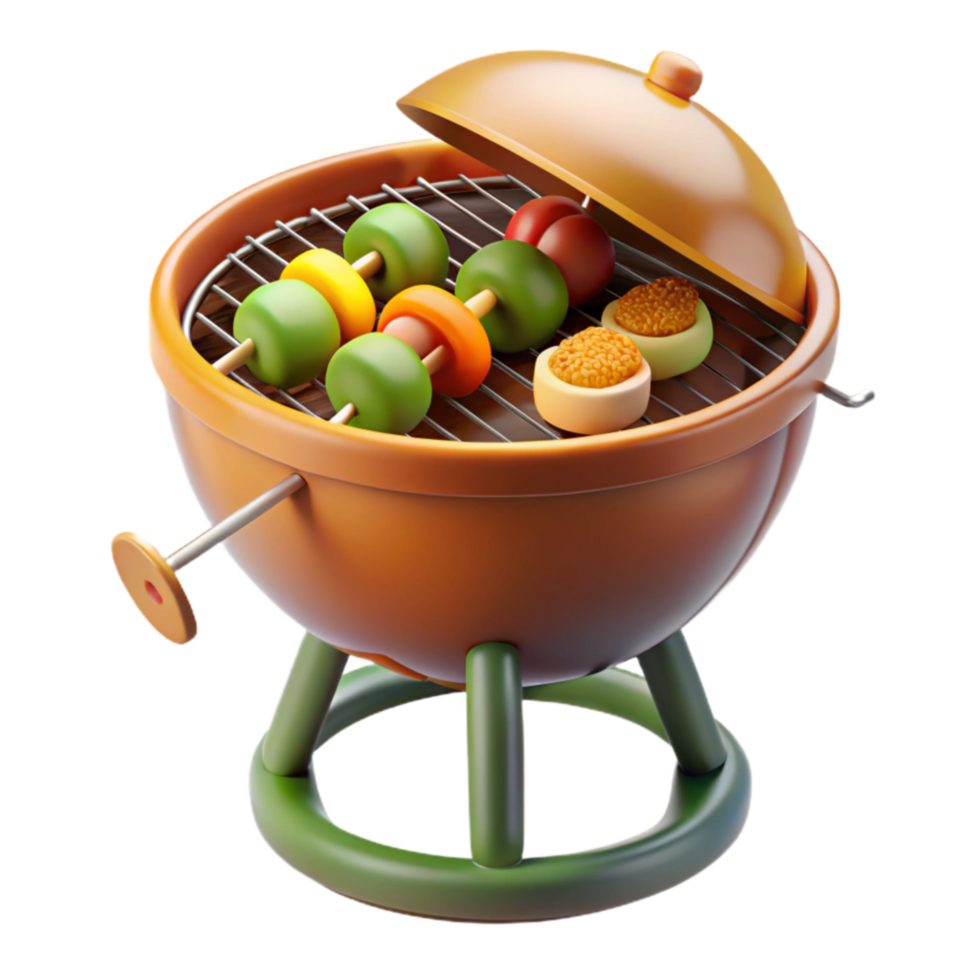 Delicious Grilled Skewers and Treats on a Portable Grill png