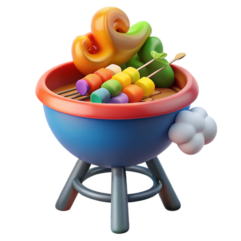 Rainbow Marshmallow Skewers on a Grill png