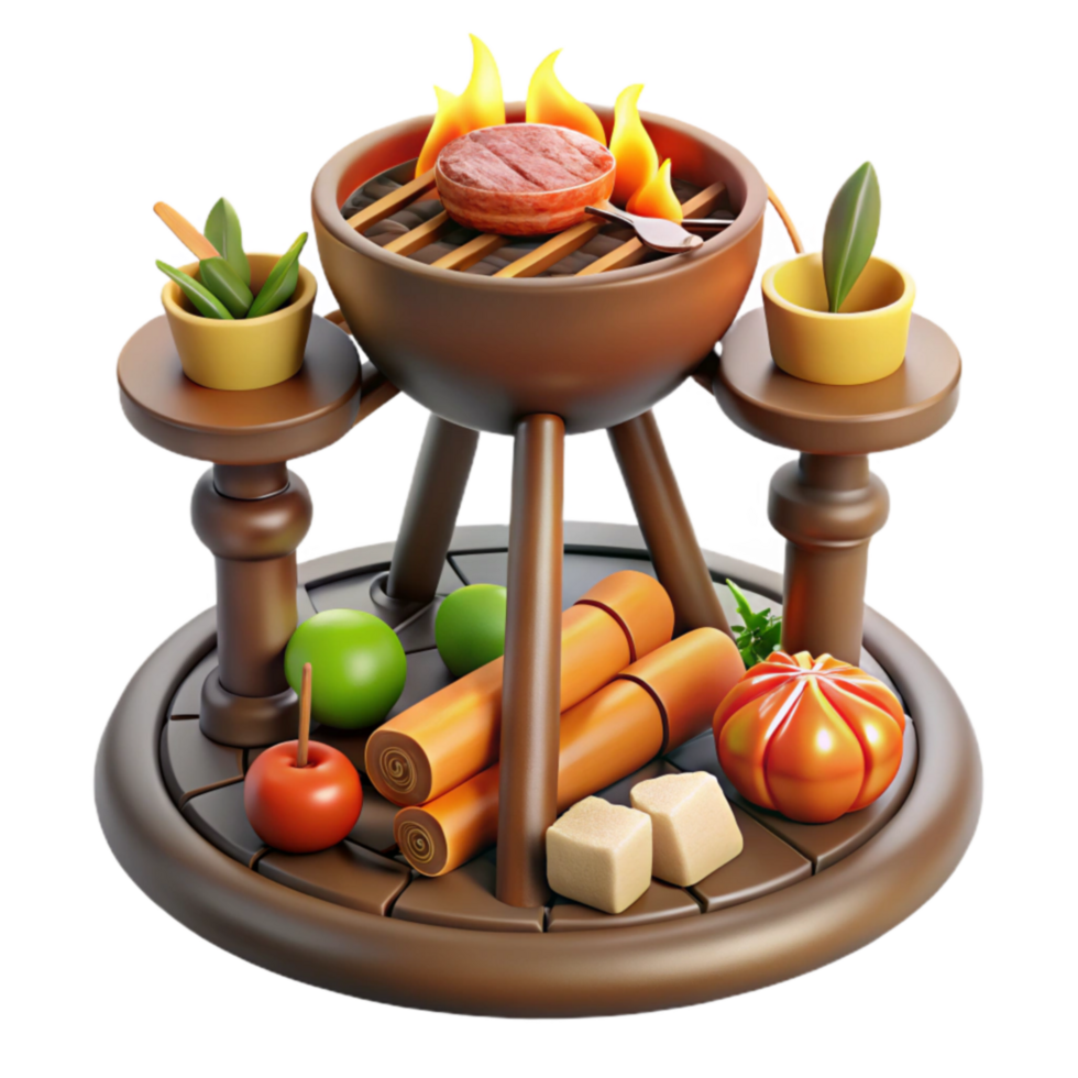 Grilling Steak on a Portable Grill with Herbs and Spices png