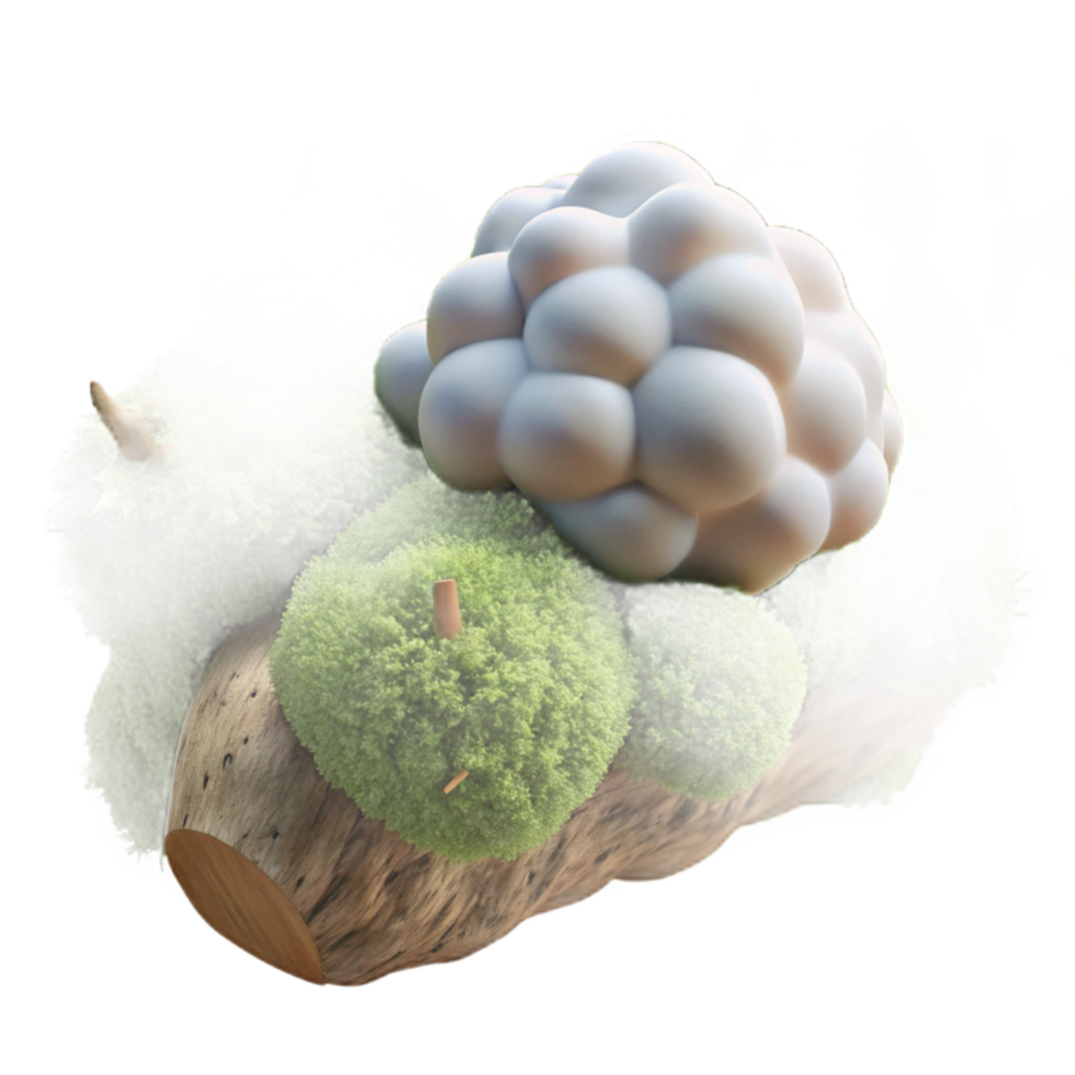 Moss-Covered Log with Abstract Cloud Formation png