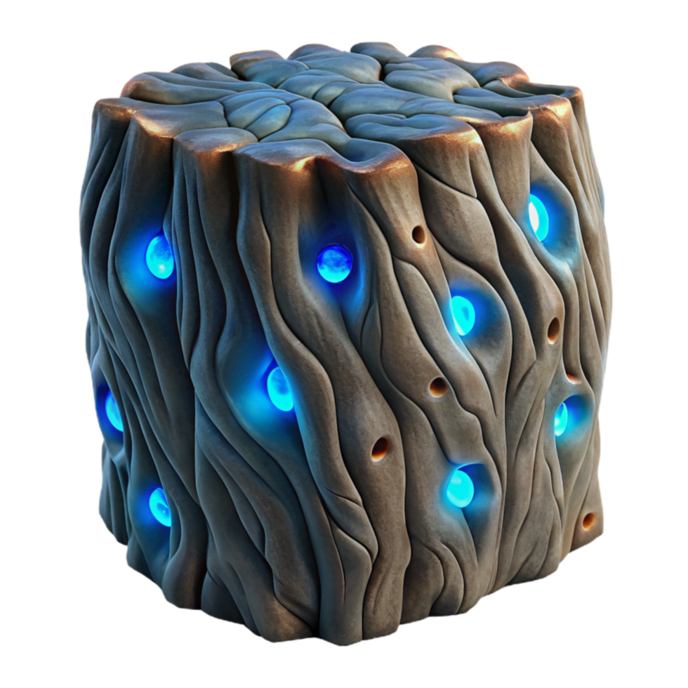 Glowing Organic Cube 3D Render of Bio-Luminescent Structure png